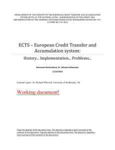 ECTS – European Credit Transfer and Accumulation system: