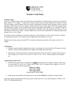 Transfer Credit Policy
