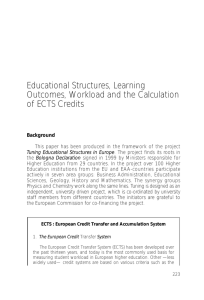 Educational Structures, Learning Outcomes, Workload and