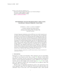 Fingerprint Image Segmentation using Data Manifold Characteristic