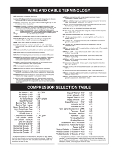 WIRE AND CABLE TERMINOLOGY COMPRESSOR SELECTION