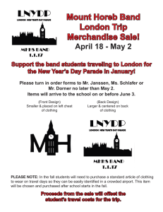 Mount Horeb Band London Trip Merchandise Sale! April 18
