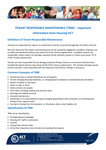 tenant responsible maintenance (trm) - Community Services