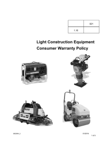 Light Construction Equipment Consumer Warranty