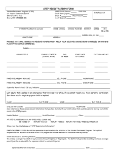 STEP Registration Form and Registration Information