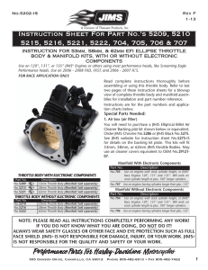 Instruction Sheet For Part No.`s 5209, 5210 5215, 5216, 5221