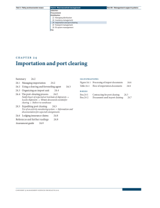 Importation and port clearing