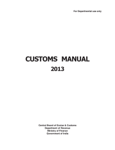 Custom Manual - Central Board of Excise and Customs