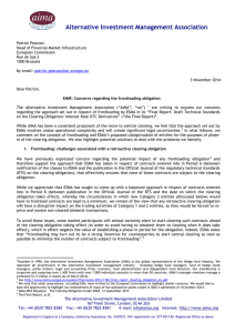 EU EMIR COM - Letter on frontloading - October 2014