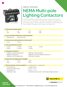 NEMA Lighting Contactors Selector Worksheet