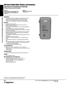 AEB Series Bolted Motor Starters and Contactors Catalog Page