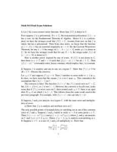 Math 814 Final Exam Solutions 1. Let f be a nonconstant entire