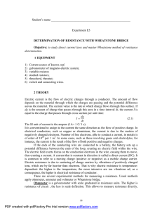 Student`s name Experiment E3 DETERMINATION OF RESISTANCE