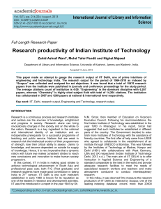 Research productivity of Indian Institute of