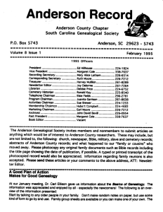 1995 - Anderson County Chapter of SC Genealogical Society