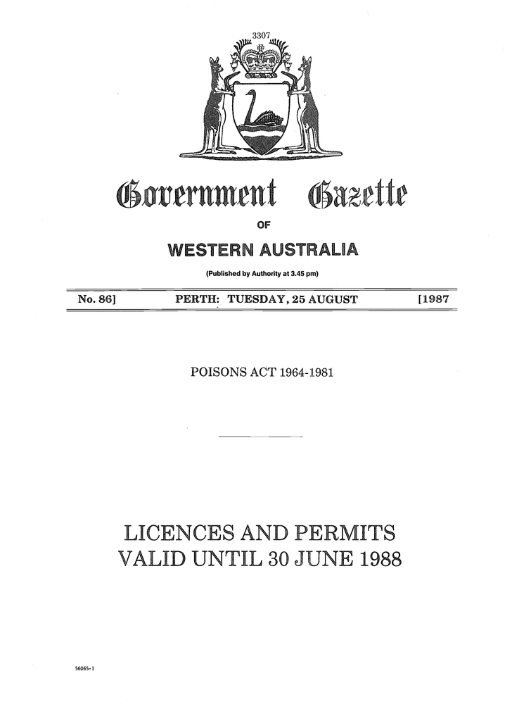 lic ences and permits valid until 30 june 1988