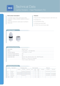 Heat Resistant Lamp Holders Data Sheet