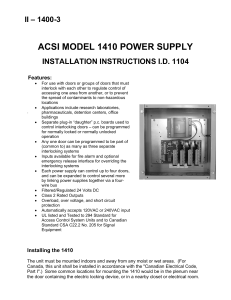 acsi model 1410 power supply - Architectural Control Systems