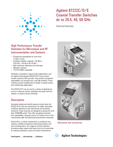Agilent 87222C/D/E Coaxial Transfer Switches dc to 26.5, 40, 50 GHz