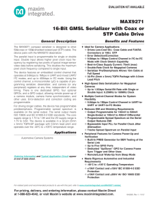 MAX9271 16-Bit GMSL Serializer with Coax or STP Cable Drive