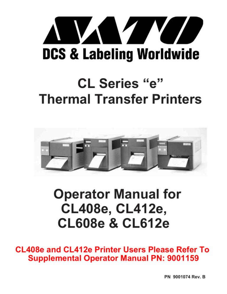 CL Series “e” Thermal Transfer Printers Operator