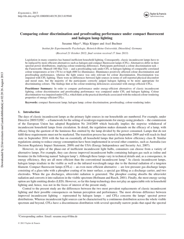 Comparing colour discrimination and proofreading