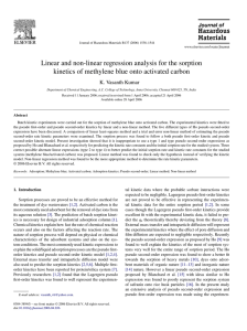 Linear and non-linear regression analysis for the sorption kinetics of