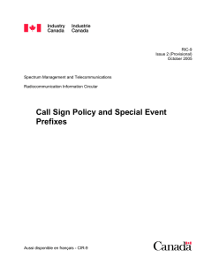 RIC-9, Call Sign Policy and Special Event Prefixes