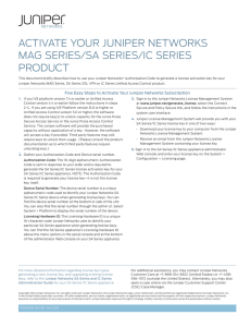Activate Your Juniper Networks MAG Series/SA Series/IC Series