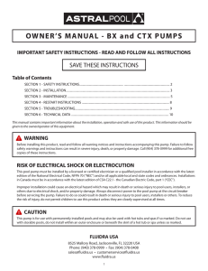 OWNER`S MANUAL - BX and CTX PUMPS
