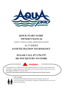 Owner`s Manual - AquaPro Systems