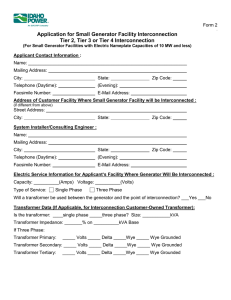 Application for Small Generator Facility