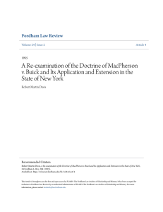 A Re-examination of the Doctrine of MacPherson v. Buick and Its