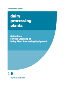 Guidelines for the Cleaning of Dairy Plant Processing Equipment