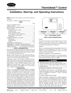 Thermidistat™ Control Installation, Start