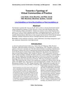 Towards a Typology of Virtual Communities of Practice