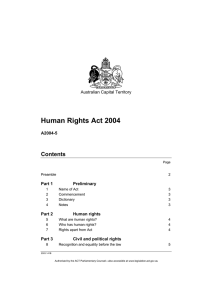 Human Rights Act 2004 - ACT Legislation Register