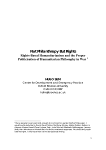 Not Philanthropy But Rights - Overseas Development Institute