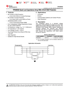 TPD4E002 Quad Low-Capacitance Array With +/-15