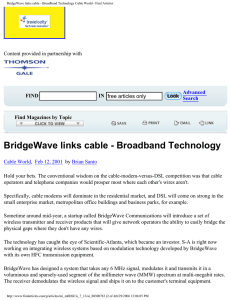 BridgeWave links cable - Broadband Technology Cable World