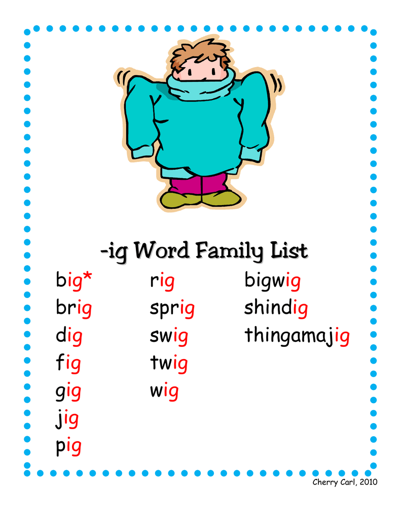  ig Word Family List