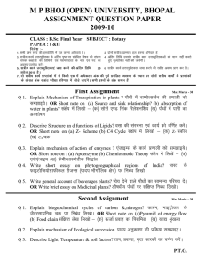 mp bhoj (open) university, bhopal assignment question paper 2009-10
