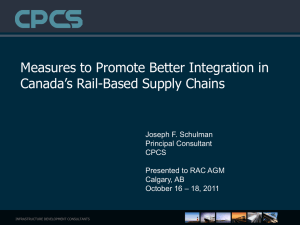 Measures to Promote Better Integration in Canada`s Rail