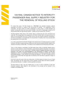 via rail canada notice to intercity passenger rail supply industry for