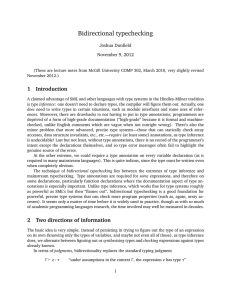 Lecture notes on bidirectional typechecking