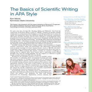 The Basics of Scientific Writing in APA Style