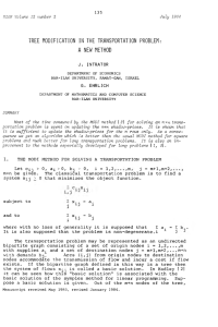 TREE MODIFICATION IN THE TRANSPORTATION PROBLEM: A