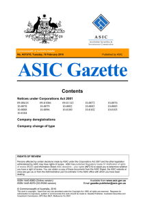 ASIC Gazette