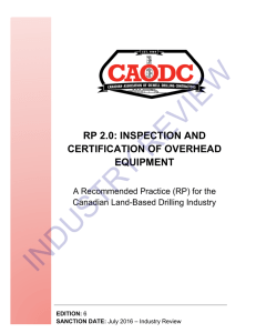RP 2.0: INSPECTION AND CERTIFICATION OF OVERHEAD