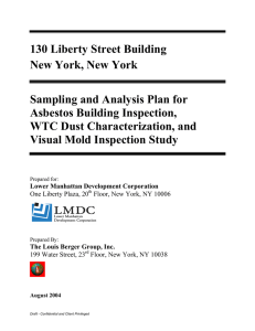 Sampling and Analysis Plan for Asbestos Building Inspection, WTC